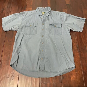 Cabelas Short Sleeve Button Up Men’s XL Tall Blue